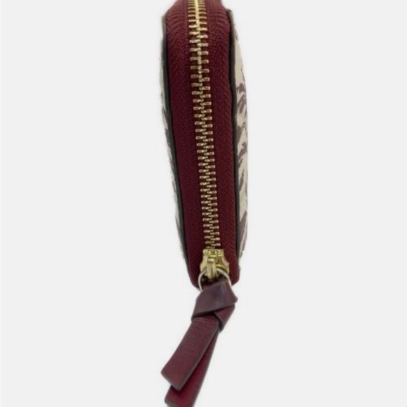 Tory Burch leather abstract Floral Burgundy and Cream Wallet confetti interior - Picture 4 of 9